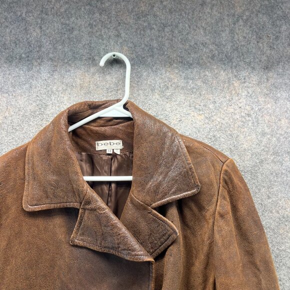 Vintage Bebe Leather Jacket Womens Medium Brown Blazer San Francisco 90s - Picture 9 of 11